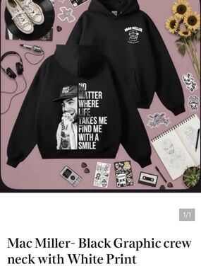 Mac Miller-Black Graphic Sweatshirt